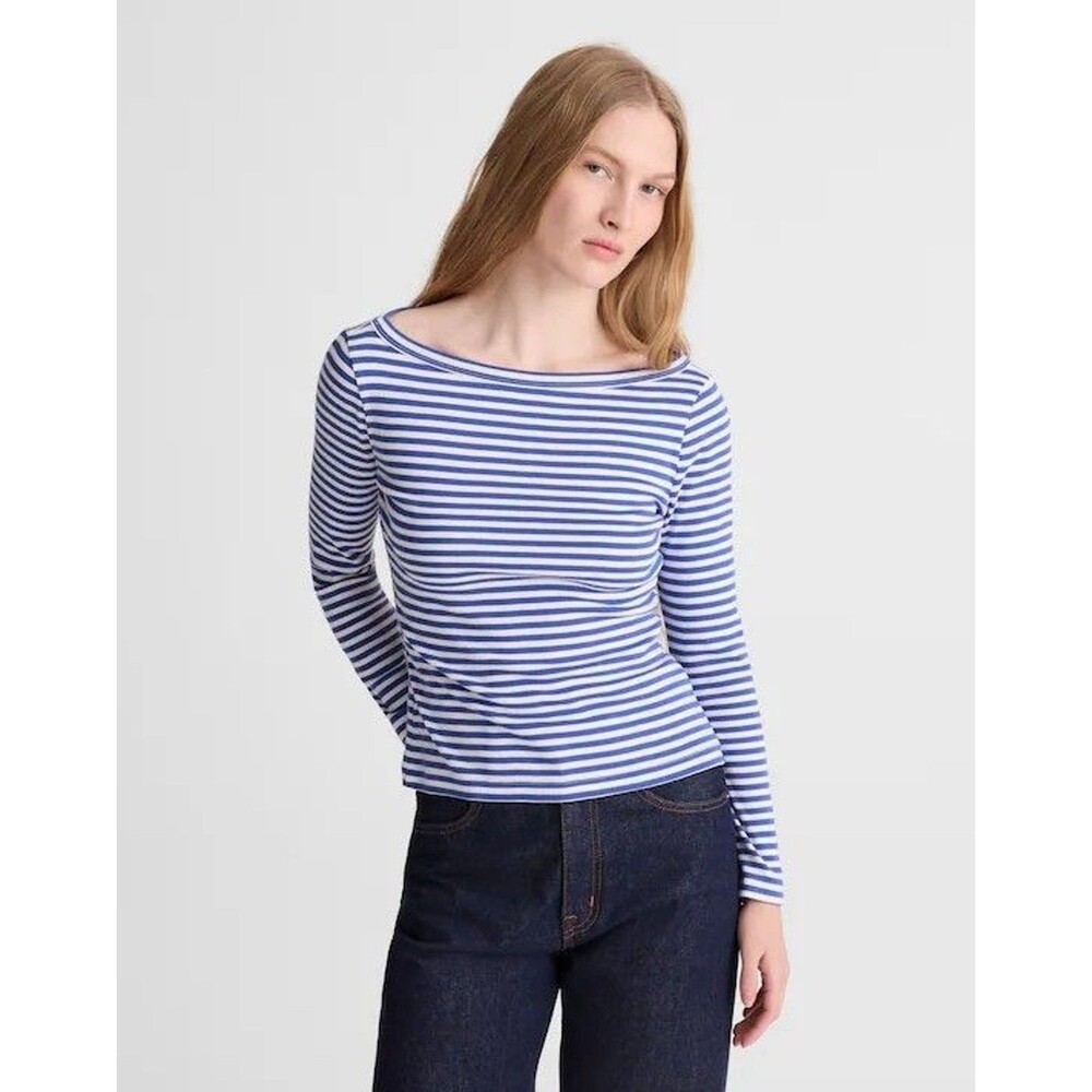 Madewell Women's The Compact Cotton '90s Boatneck Tee French Blue Medium NWT